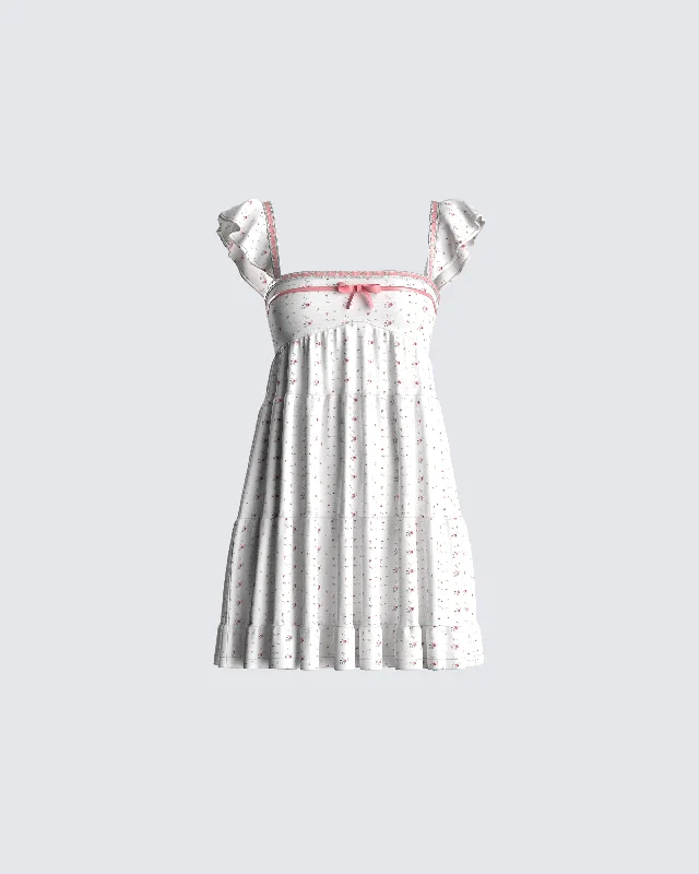 Unmissable Offer comfy maxi dressMallory White Floral Mini Dress