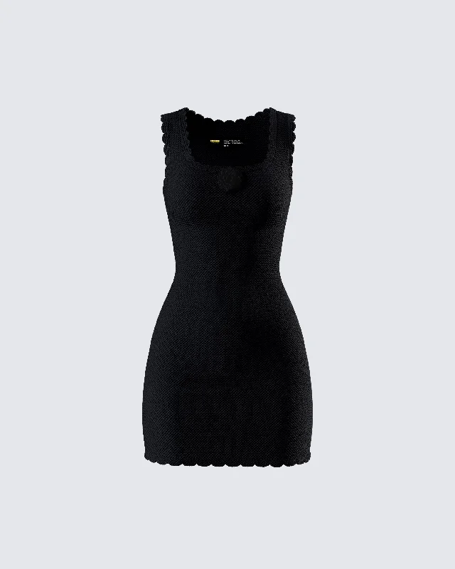Crazy Deals trendy dressEvianna Black Rosette Mini Dress