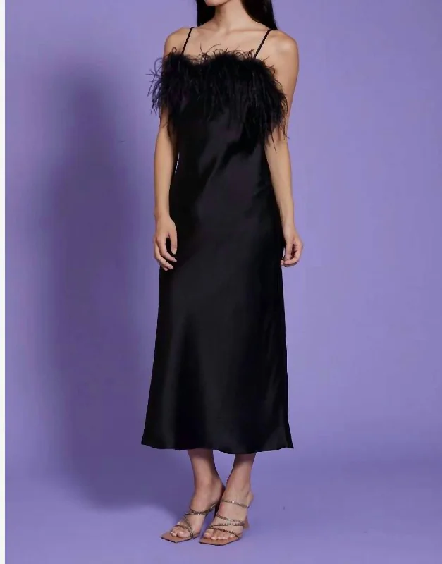 Special Discount bohemian dressFlora Feather Dress in Black