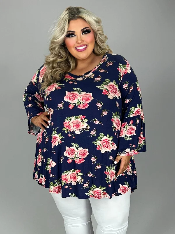 puff sleeve dress61 PSS {Sweet Dreams} Navy Rose Print Tunic EXTENDED PLUS SIZE 4X 5X 6X