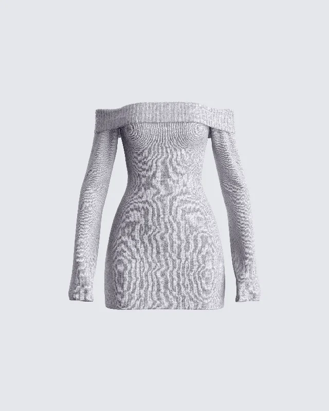 Hot Deal puff sleeve dressAbeni Grey Sweater Mini Dress