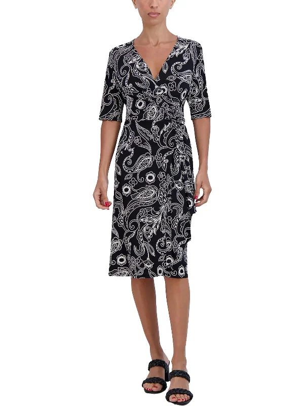 floral dressPetites Womens O-Ring Midi Wrap Dress