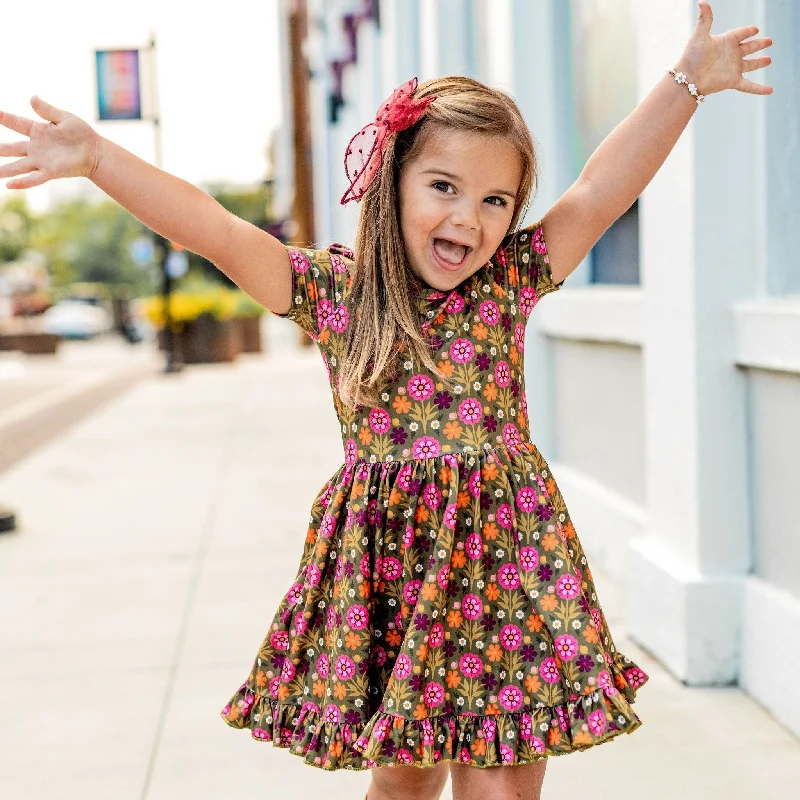 Reduced Prices classic fit-and-flare dressOlive Floral Twirl Dress