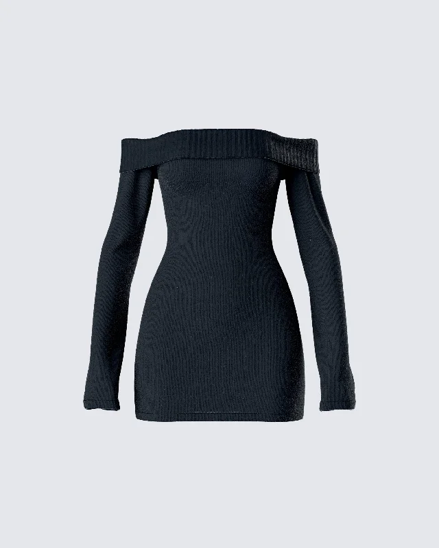 Low Prices draped dressAbeni Black Sweater Mini Dress