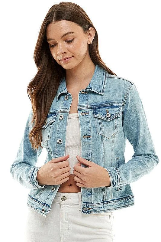 breathable jacketSpandex Ladies Casual Denim Jacket