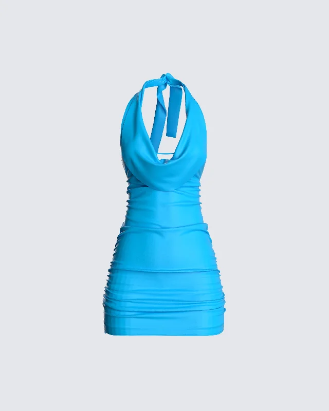 YEAR-End Clearance casual summer dressAdrian Blue Mini Dress