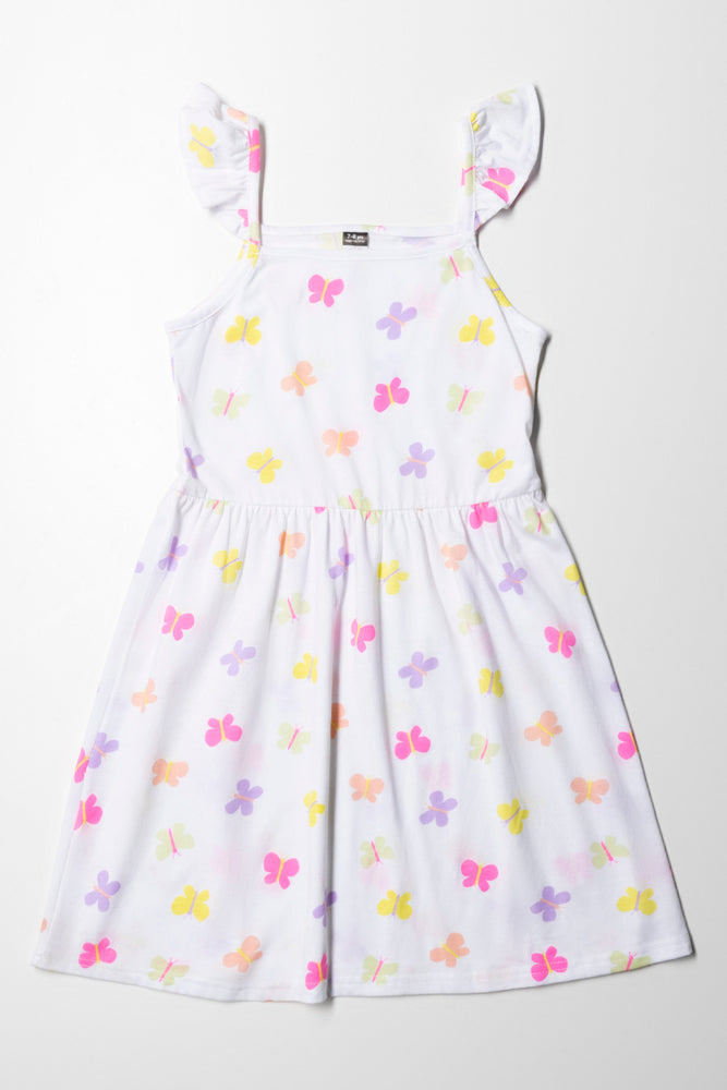 Discount Deals long-sleeve floral dressButterfly Frill Strappy Dress White