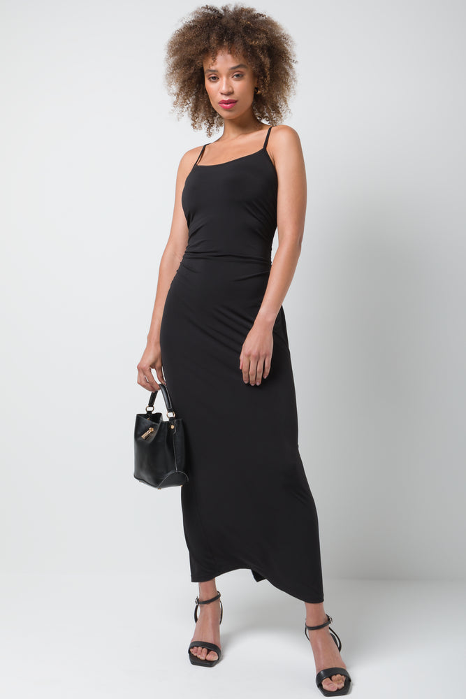 Doorbuster Deal relaxed fit dressStrappy Side Ruch Dress Black