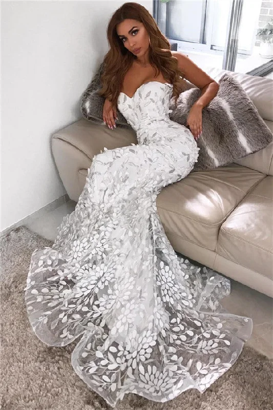 Last Chance Open Back Leaf Appliques Chic Prom Dresses Mermaid Sweetheart Evening Dress Last Chance Open Back Leaf Appliques Chic Prom Dresses Mermaid Sweetheart Evening Dress
