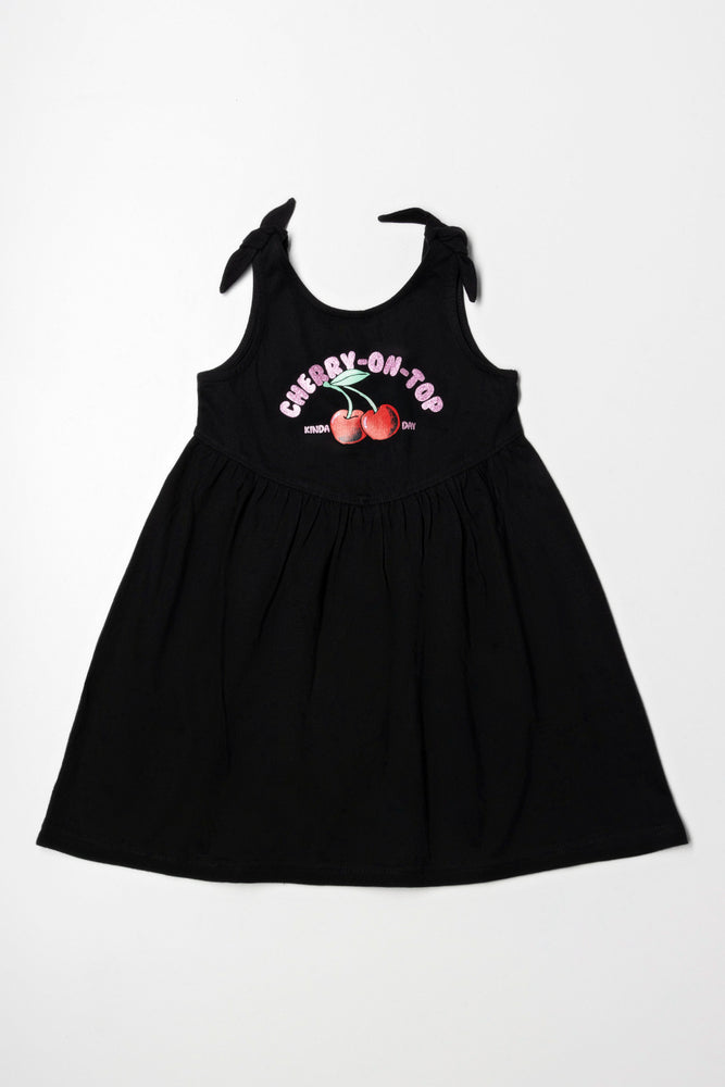 Online Exclusive fitted cocktail dressCherry Dress With Bows Black