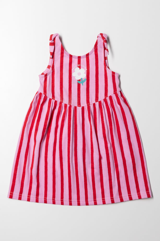 Must-Have Deals elegant shift dressStripe Sleeveless Dress With Bows Pink And Red