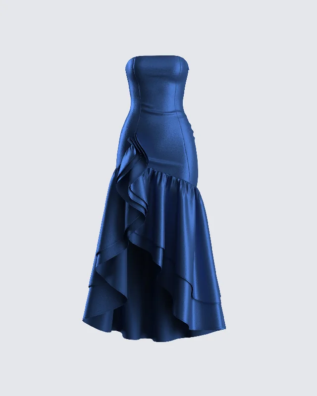 Today’s Deal wool dressJo Navy Ruffle Maxi Dress