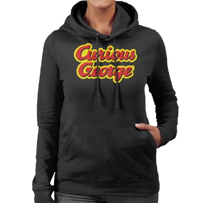 graphic hoodie with printCurious George Big Outlined Logo Font Women's Hooded Sweatshirt