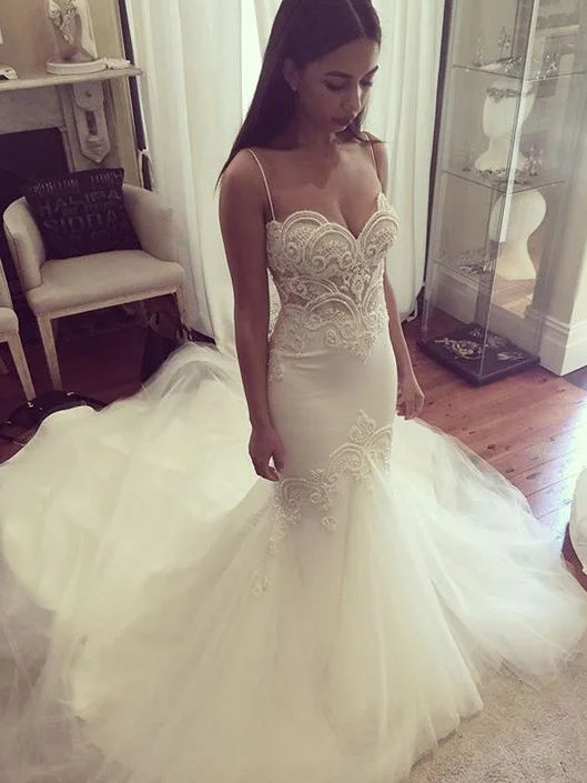 Buy Now Sexy Wedding Dresses Trumpet/Mermaid Sweep/Brush Train Bridal Gown JKW040