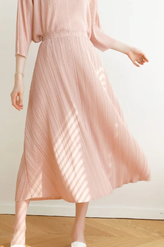 Price Reduction chic slip dressSolid Color Full Pleated High Waist Skirt