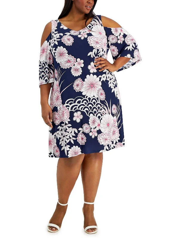 romantic dressPlus    Womens Floral Calf Midi Dress