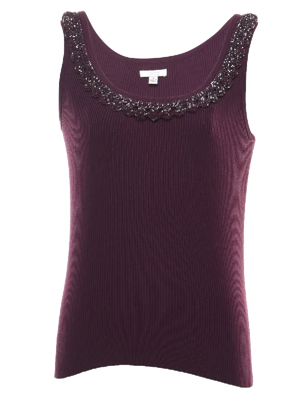 long-sleeve jacketBeaded Plum Vest - M