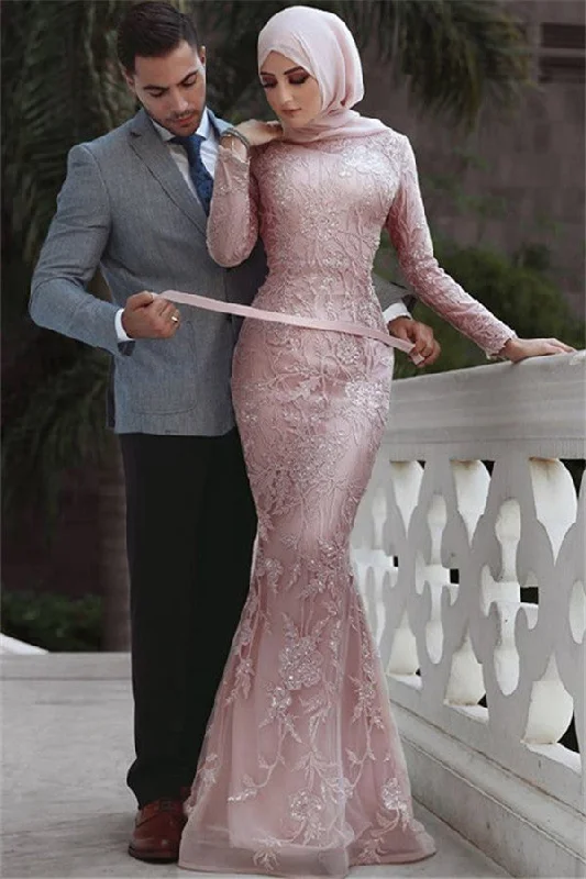 TIME-Limited Offer Pink Detachable Long-Sleeves Prom Dresses Appliques Lace Mermaid Evening Gowns TIME-Limited Offer Pink Detachable Long-Sleeves Prom Dresses Appliques Lace Mermaid Evening Gowns