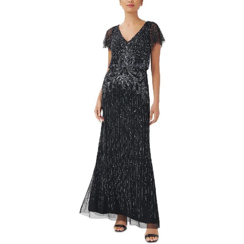 modern dressAdrianna Papell Womens Sequined Long Evening Dress