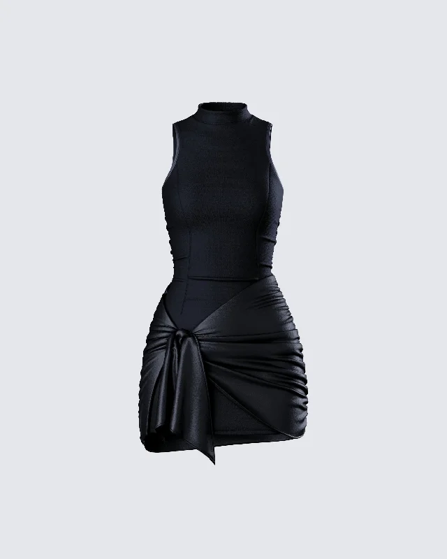 Discount Days casual day dressLindsey Black Wrap Mini Dress
