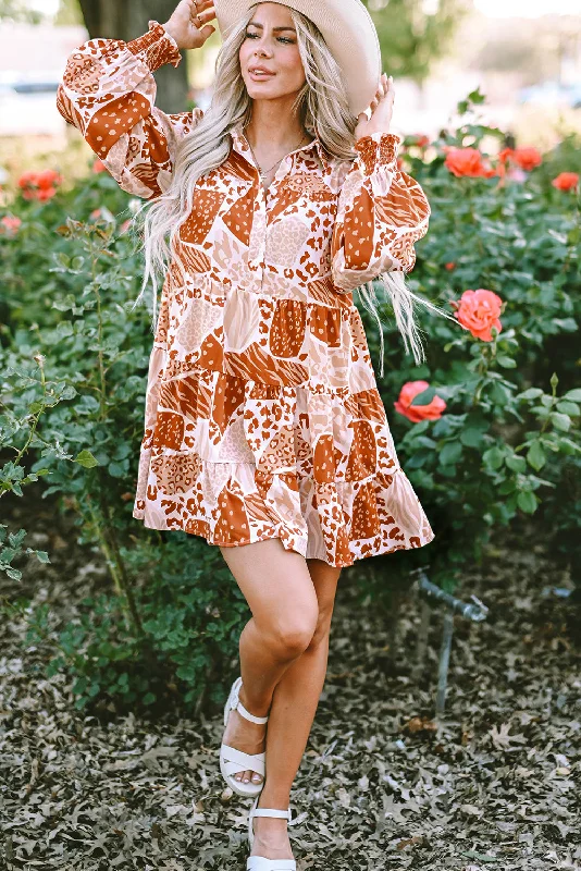 Today’s Deal Brown Multi Pattern Swing Dress