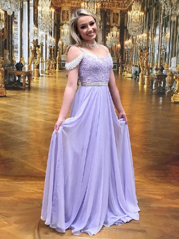 Price Cut Chic Prom Dresses A-line Spaghetti Straps Lilac Prom Dress JKL1038