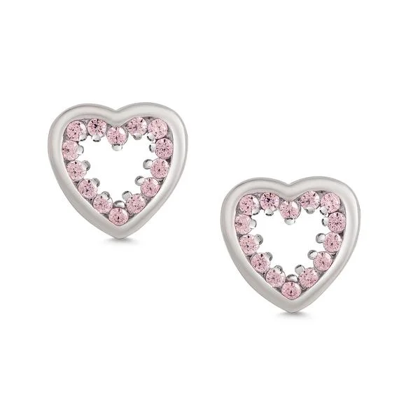 off-shoulder dressLily Nily Inlaid Pink Heart Studs