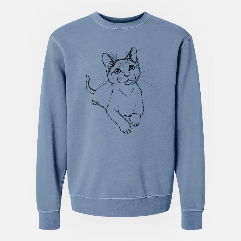 oversized sports sweatshirtDoodled Quark the Siamese Cat - Unisex Pigment Dyed Crew Sweatshirt