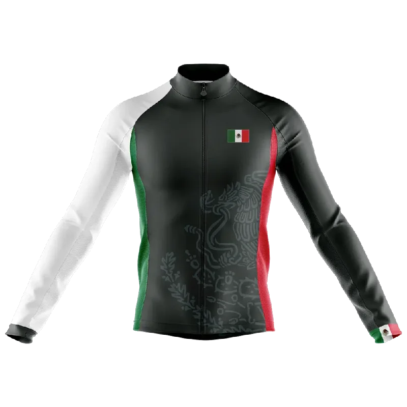 Crazy Savings fashionable workout wearMexico Black Long Sleeve Cycling Jersey