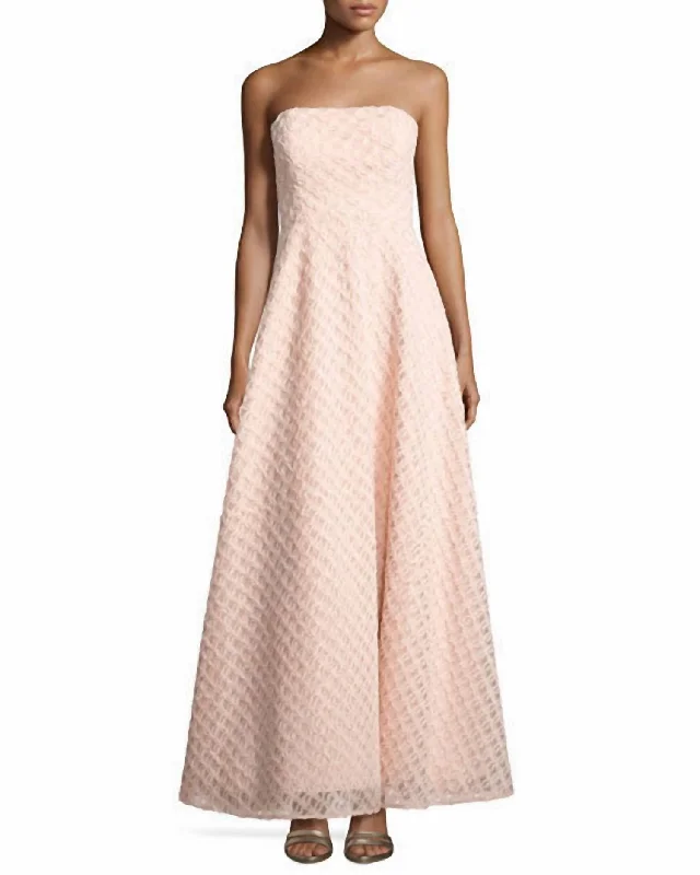 floral wrap dressStrapless Patterned Gown In Blush