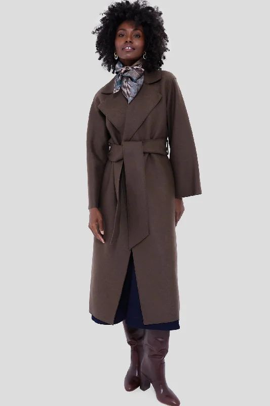Don't Miss cozy winter coatTeddy Brown Belted Clutch Pressed Wool Coat