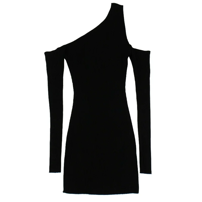 Bonus Savings playful dressWomen's Off Shoulder Rib Knit Mini Dress - Black
