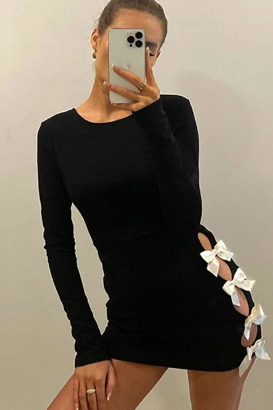 Sale Event pleated dressBow Cut Out Pack Hip Dress
