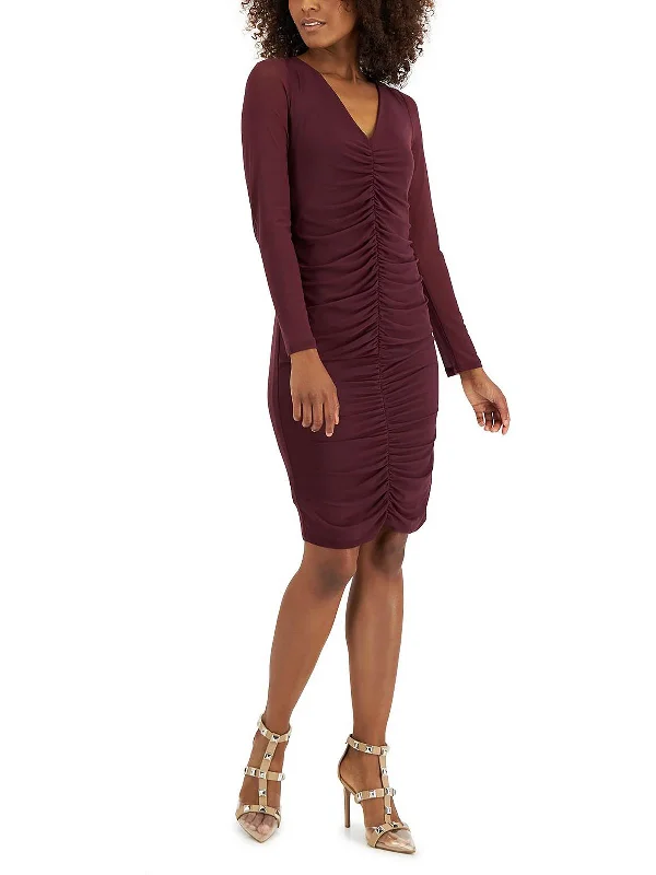 wrap-around dressPetites Womens Ruched Mini Bodycon Dress