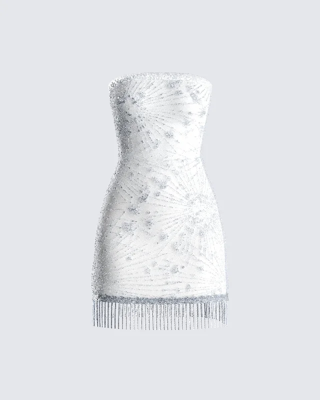 Price Blitz trendy dressJocelyn White Sequin Mini Dress