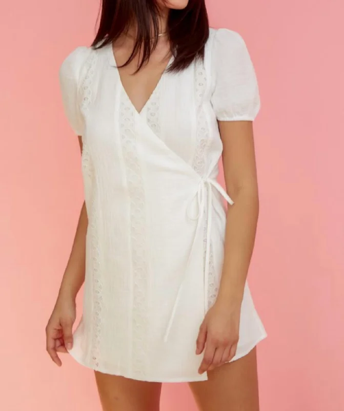 fitted cocktail dressEyelet Mini Dress In Off White