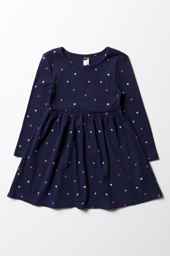 Limited Time Offer bohemian dressHeart Rib Babydoll Dress Navy