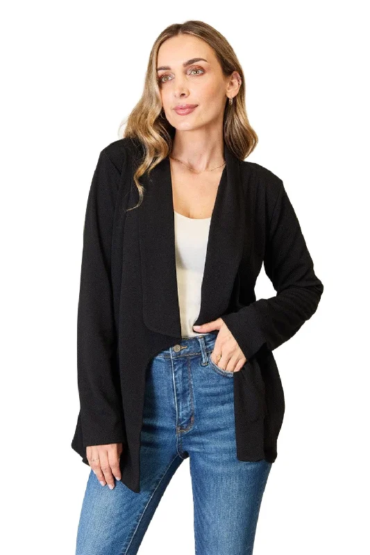 sleek puffer jacketHeimish Full Size Open Front Long Sleeve Blazer