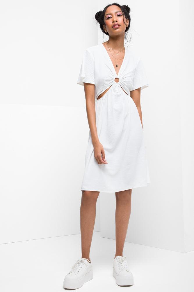 Must-Have Deals romantic dressRing Cut Out Dress White