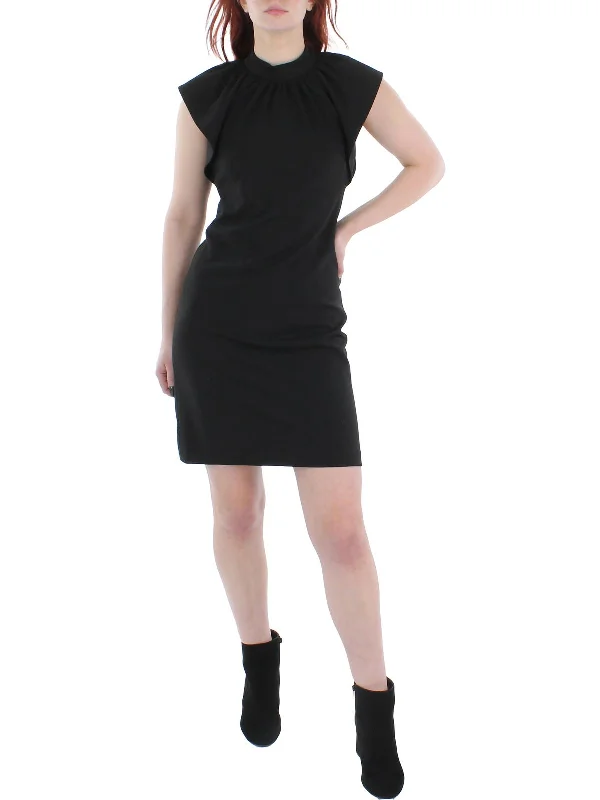 Overstock comfy maxi dressWomens Crepe Flutter Sleeves Shift Dress