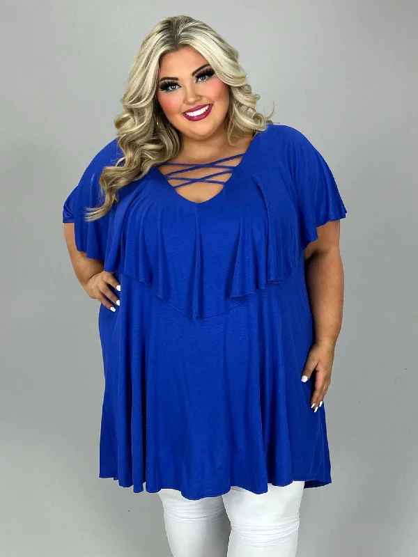 velvet dress50 SSS {Down To Dazzle} Royal Criss-Cross Ruffle Tunic EXTENDED PLUS SIZE 4X 5X 6X