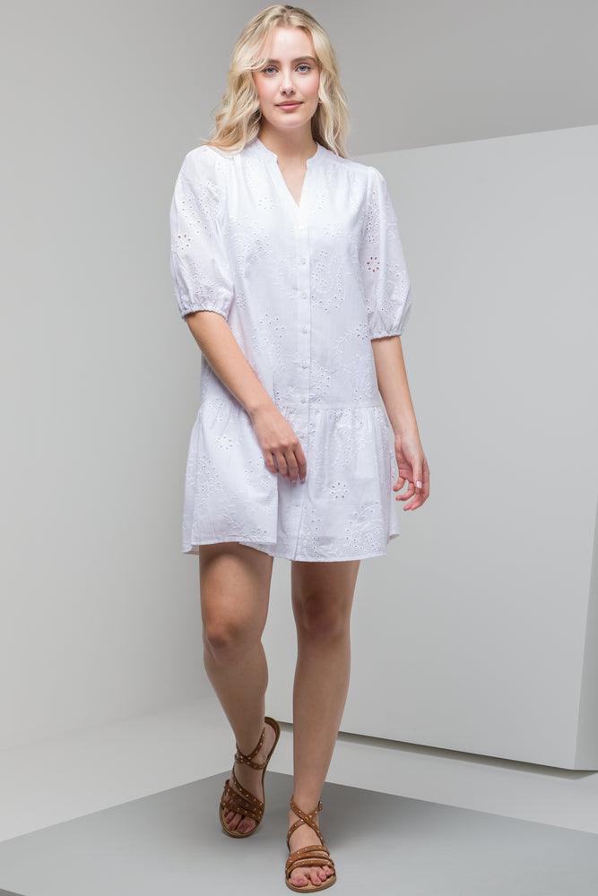 Seasonal Sale comfy maxi dressAnglaise Puff Sleeve Belted Dress White