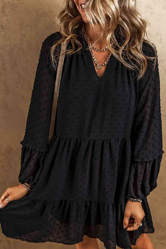 Price Rollback elegant maxi dressSwiss Dot V-Neck Ruffle Trim Mini Tiered Long Sleeve Dress Price Rollback elegant maxi dressSwiss Dot V-Neck Ruffle Trim Mini Tiered Long Sleeve Dress