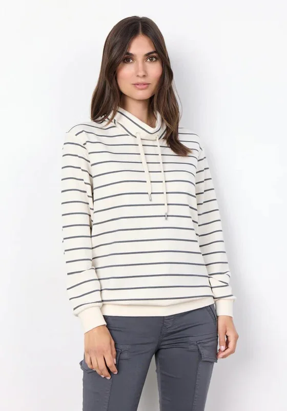 Super Deal premium zip-up hoodieSoyaconcept Barni Striped Sweatshirt, Cream