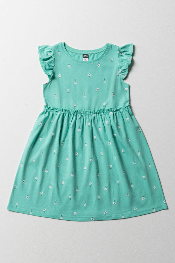 Price Rollback flowy dressFloral Flutter Sleeve Dress Aqua