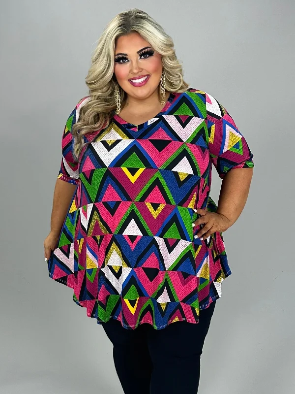 boho dress63 PSS {Do The Best You Can} Black Magenta Geo Print Tunic EXTENDED PLUS SIZE 4X 5X 6X