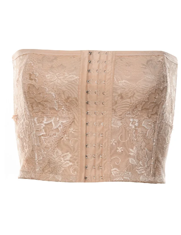 performance jacketLight Brown Floral Design Metallic Corset Top - S