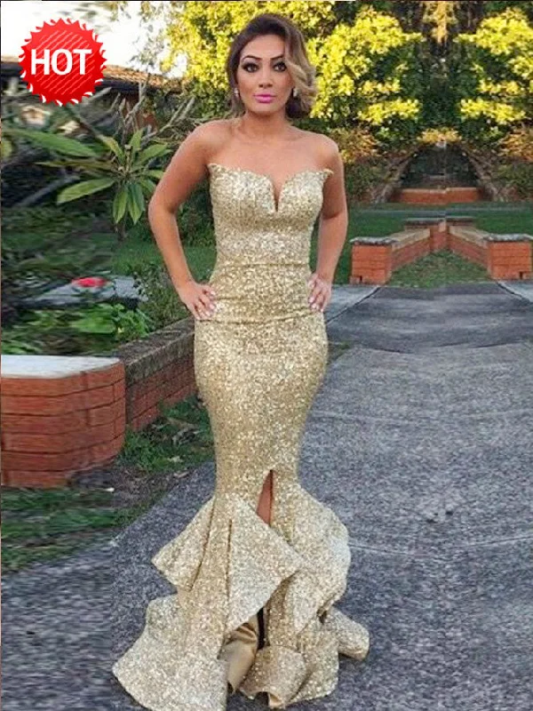 Markdowns Luxury Prom Dresses Trumpet Mermaid Gold Sequins Slit Long Prom Dress JKL878 Markdowns Luxury Prom Dresses Trumpet Mermaid Gold Sequins Slit Long Prom Dress JKL878