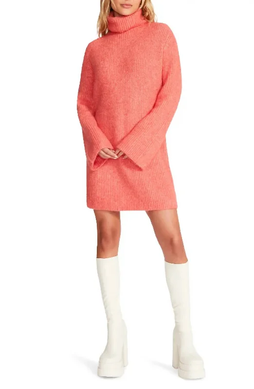 Closeout Sale casual shift dressAbbie Sweater Dress in Orange Dot