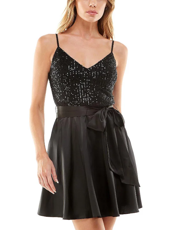 comfy maxi dressJuniors Womens Sequined Mini Cocktail and Party Dress